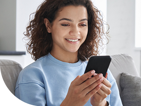 Young girl managing finances on phone