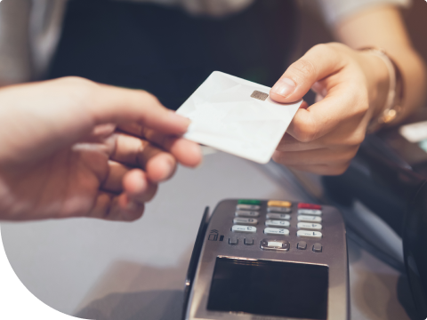 Persona making purchase by using debit card digital wallet