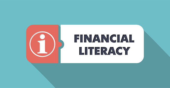 graphic with words financial literacy