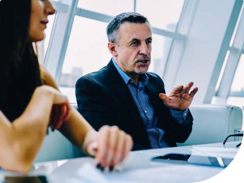 businessman talking during business meeting