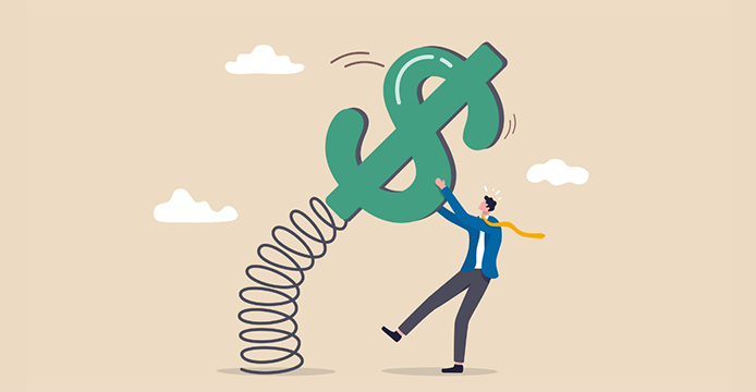 cartoonish man holding up meny symbol